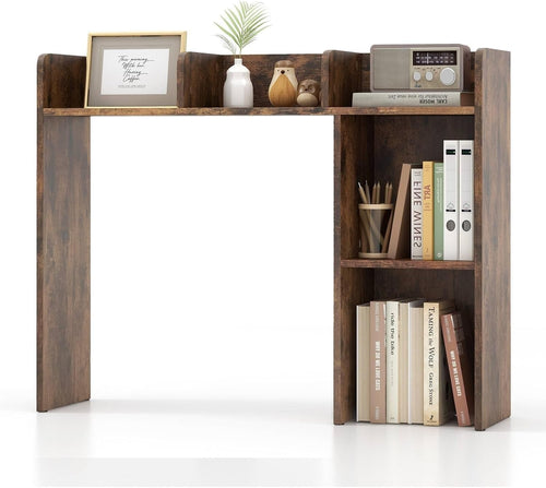 Rustic Brown 4-Tier Wooden Desk Bookshelf Organizer Display Shelf