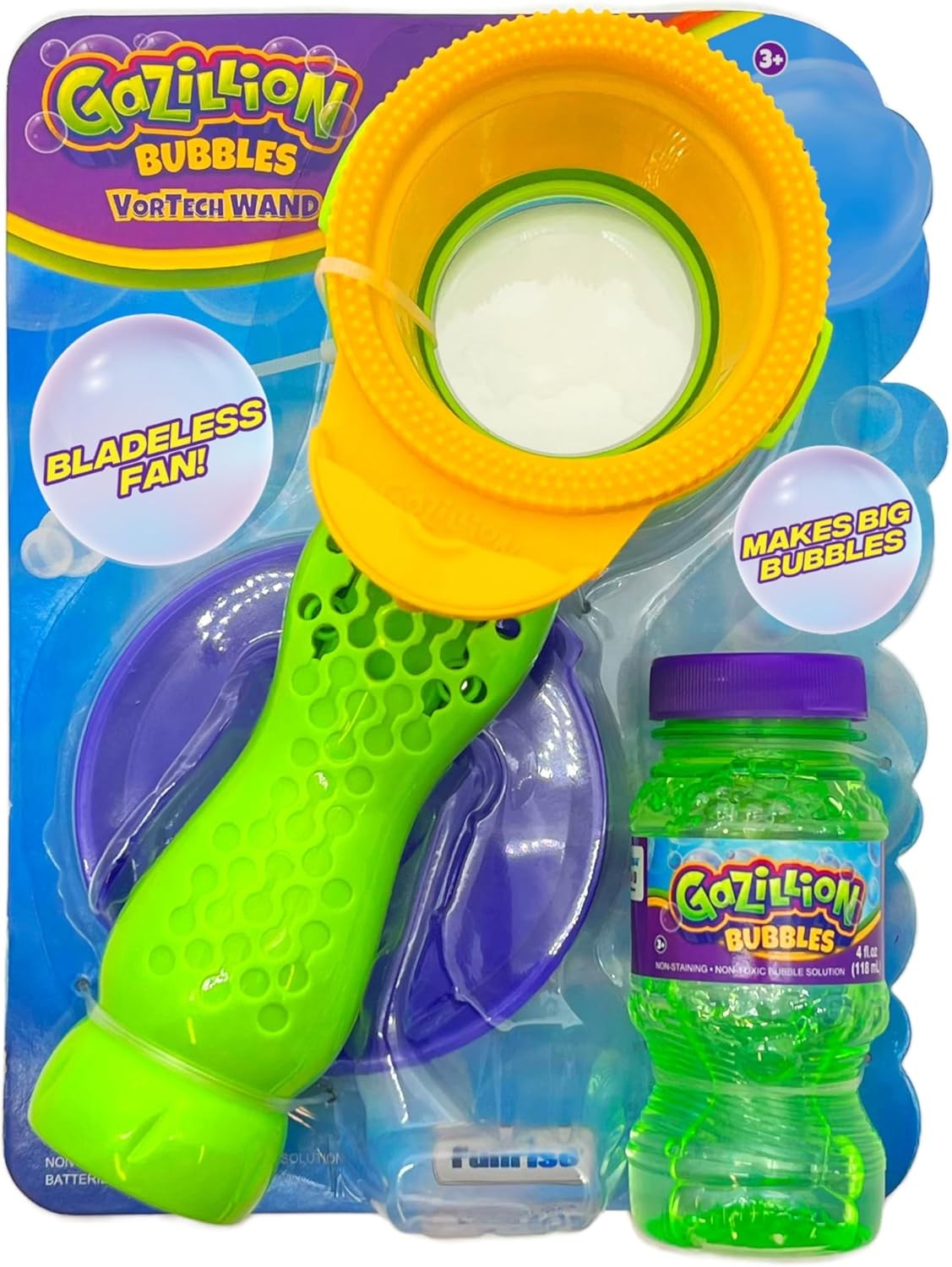 Kids Push Button Bubble Wand Toy with Solution Tray Outdoor Fun Green