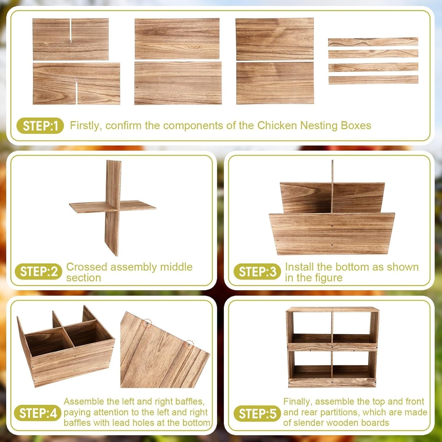 4 Compartment Wooden Chicken Nesting Boxes Easy Assembly
