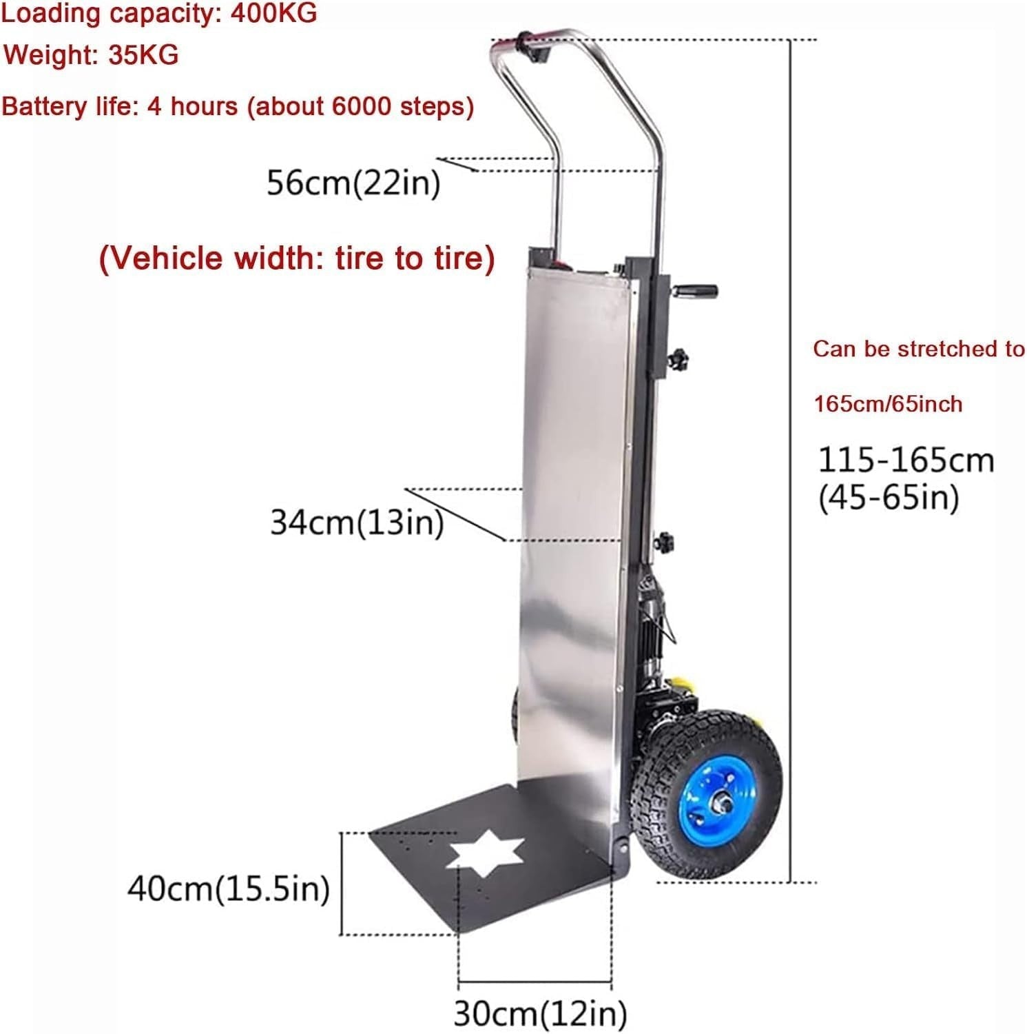 Electric Stair Climber Cart 1200W Motor Folding Sack Truck 400kg Capacity