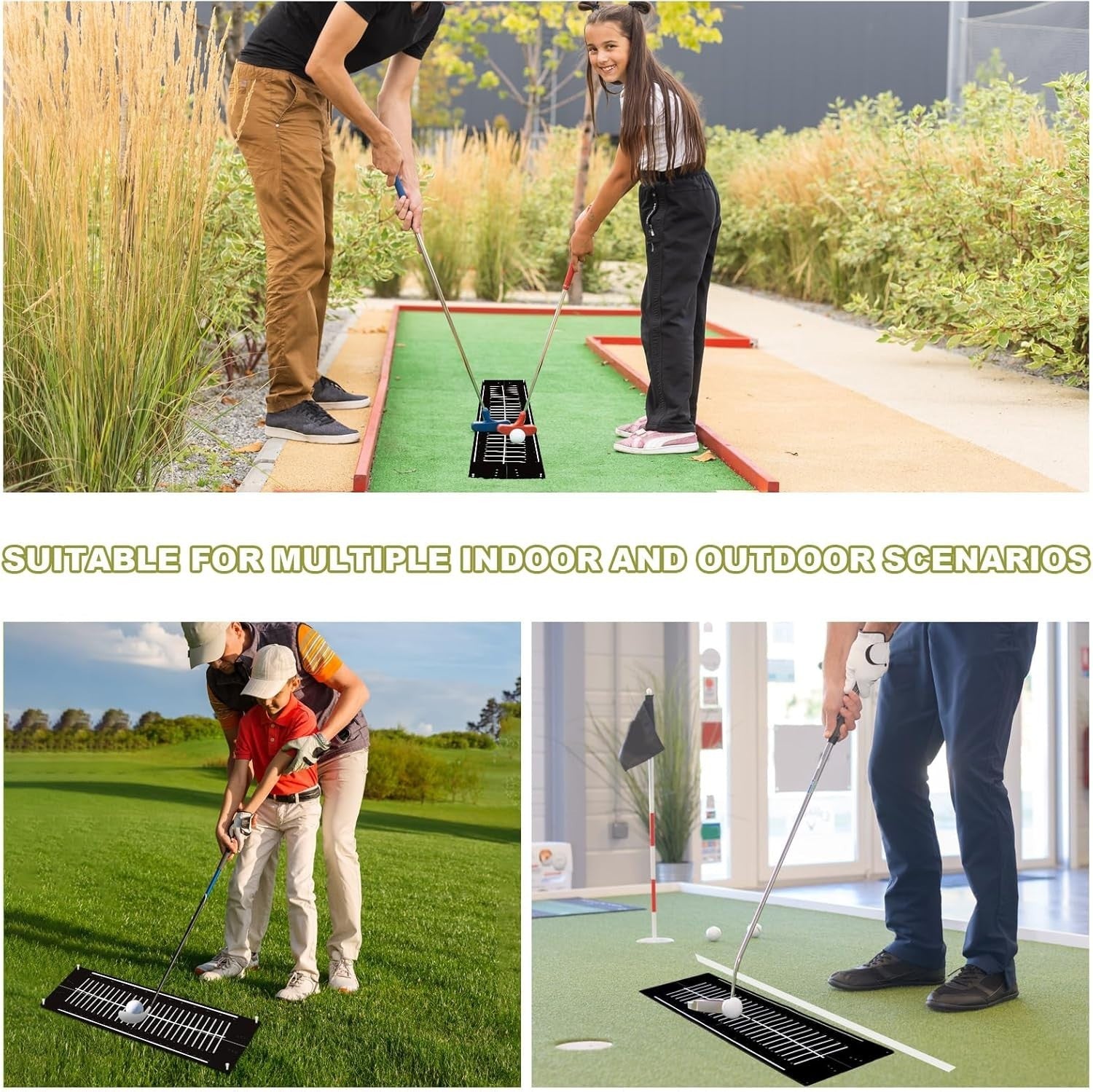 Indoor Golf Putting Mat Alignment Trainer 30x8.27in Practice Aid