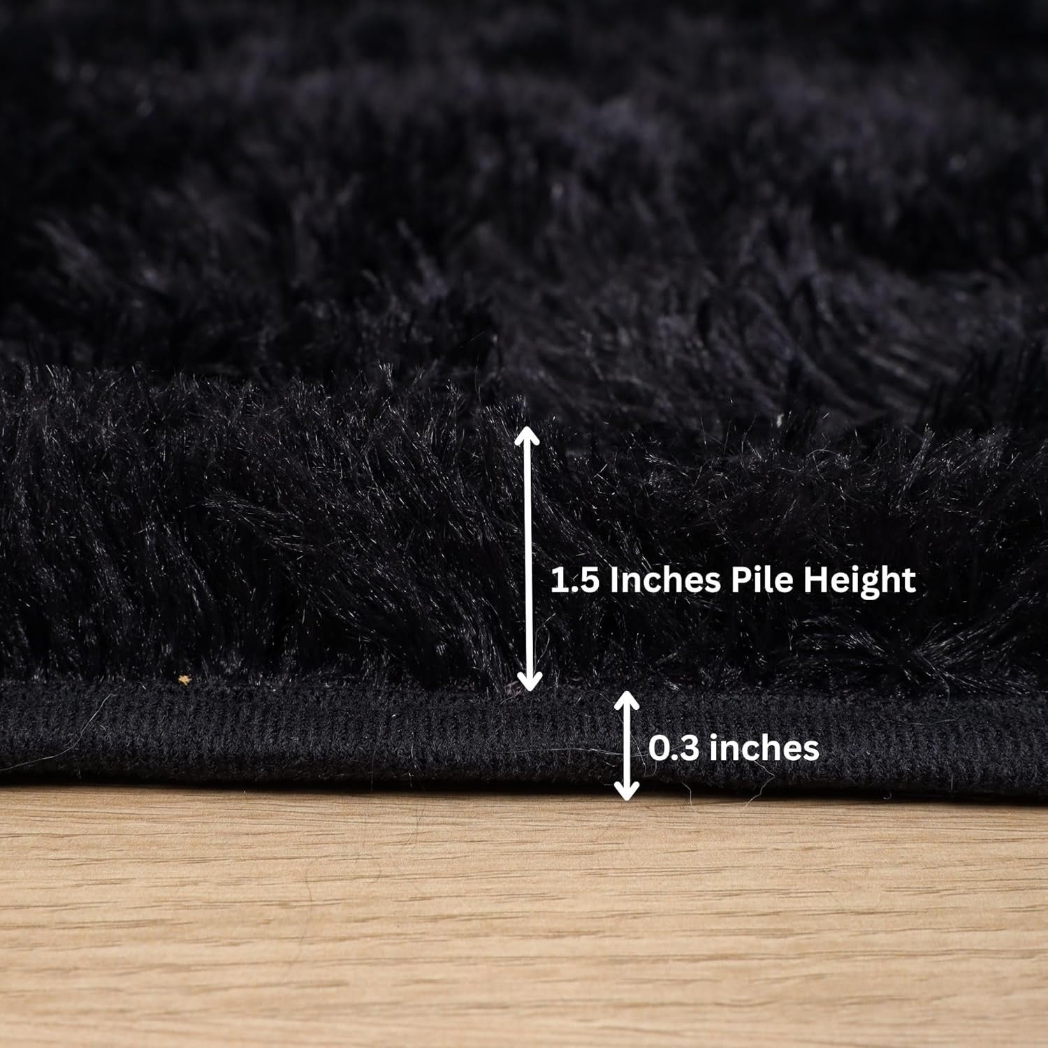 Large Shaggy Rug 200x290cm Black Soft Fluffy Thick Pile Non Slip Living Room