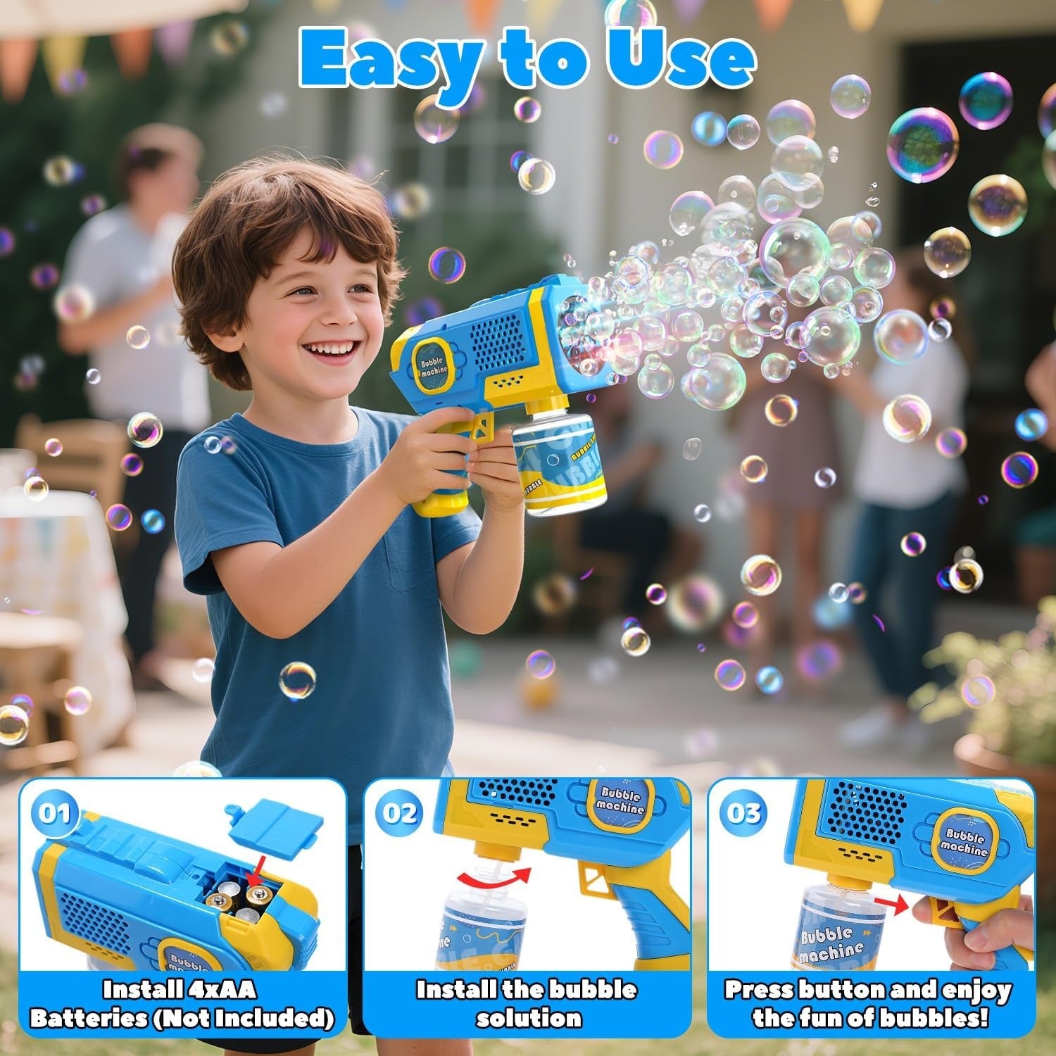 2 Pack Bubble Gun Set LED Lights 10000 Bubbles