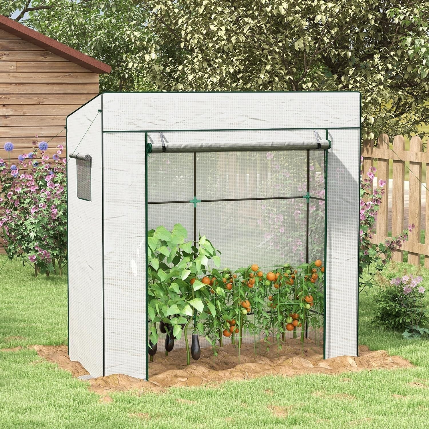 Reinforced Tomato Greenhouse 196x77x197cm Walk-In PE Cover