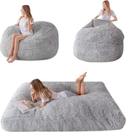 Giant Bean Bag Bed Chair Sofa King Size Soft Washable Grey Lounge