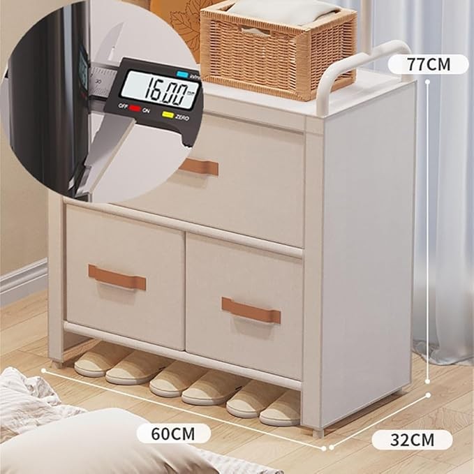 Black Floor Standing Coat Rack with Drawers & Hooks – Modern Bedroom Wardrobe