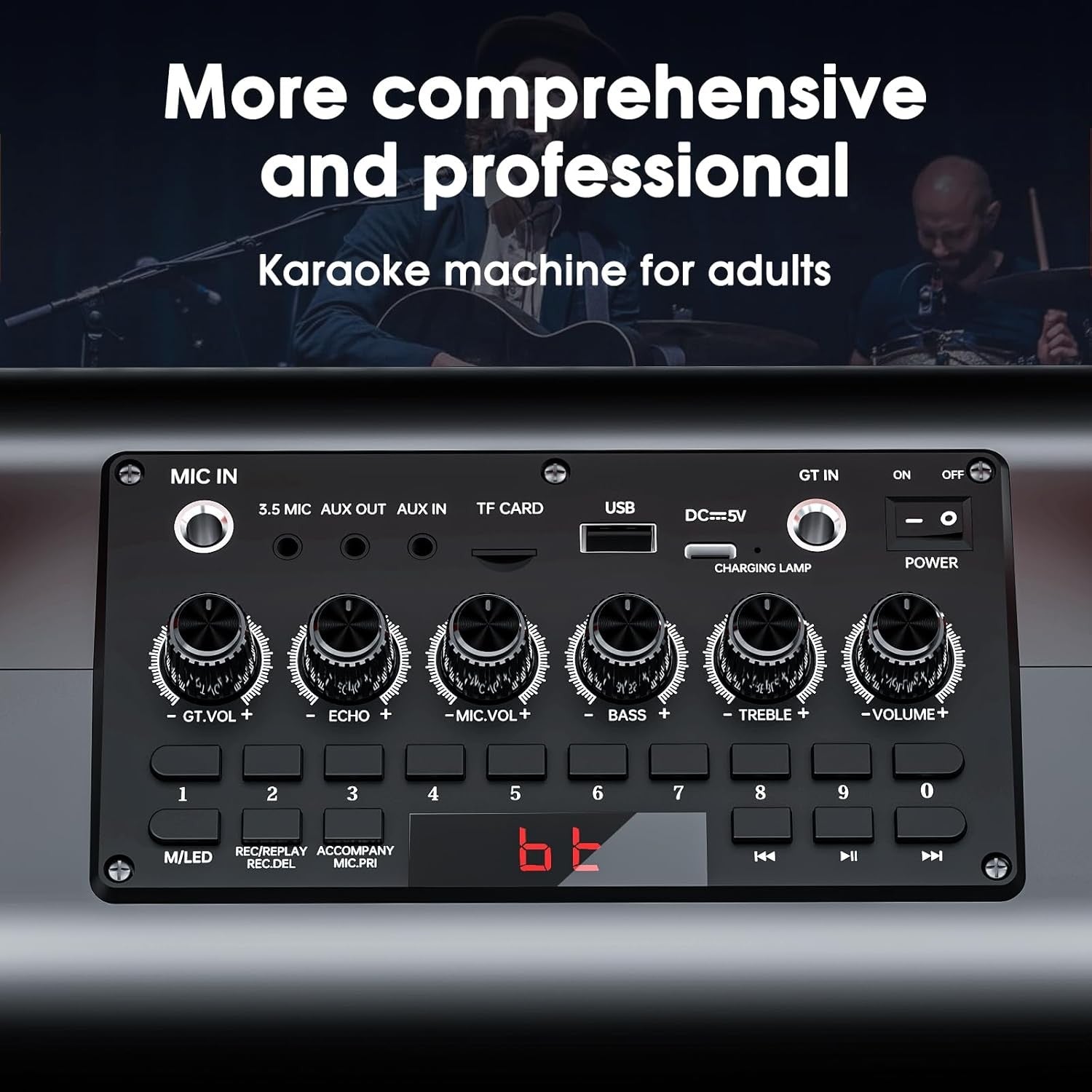 Karaoke Machine with 2 Wireless Mics Bluetooth PA