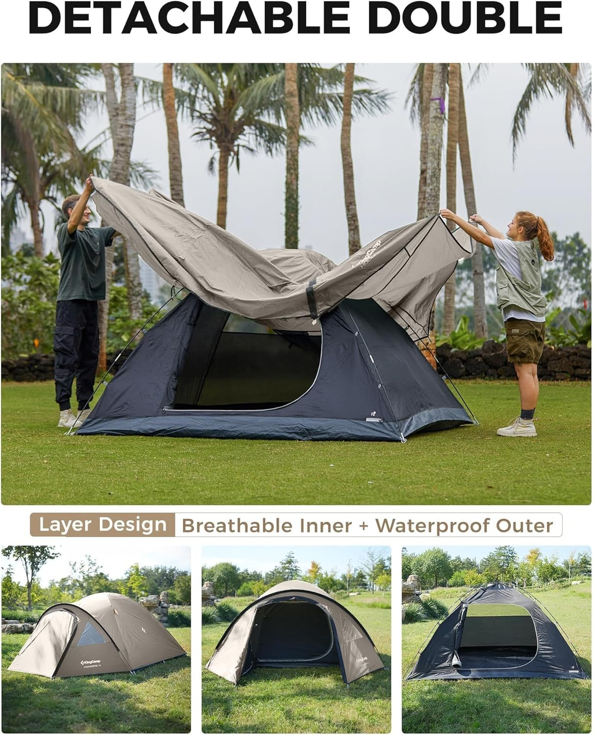 KingCamp 4Person Dome Camping Tent Waterproof Outdoor Festival