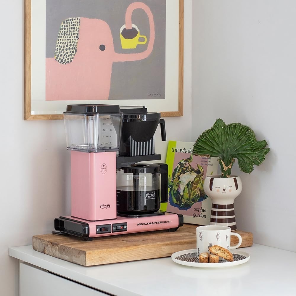 Premium Drip Coffee Maker 1.25L | Fast Brew, Quiet Operation, Pink Finish