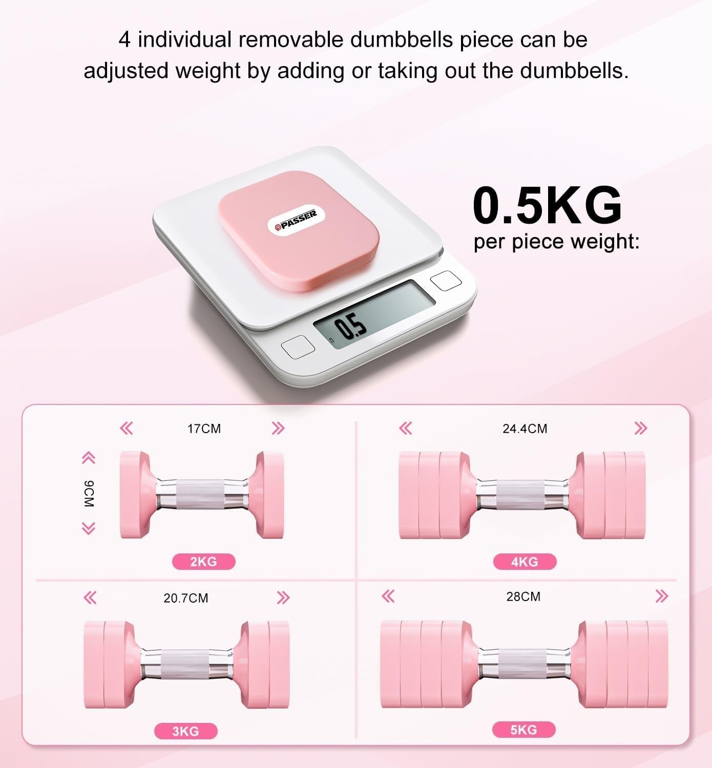 Square Adjustable Dumbbells 4-in-1 Pair 2–10kg Compact Non-Slip Weights