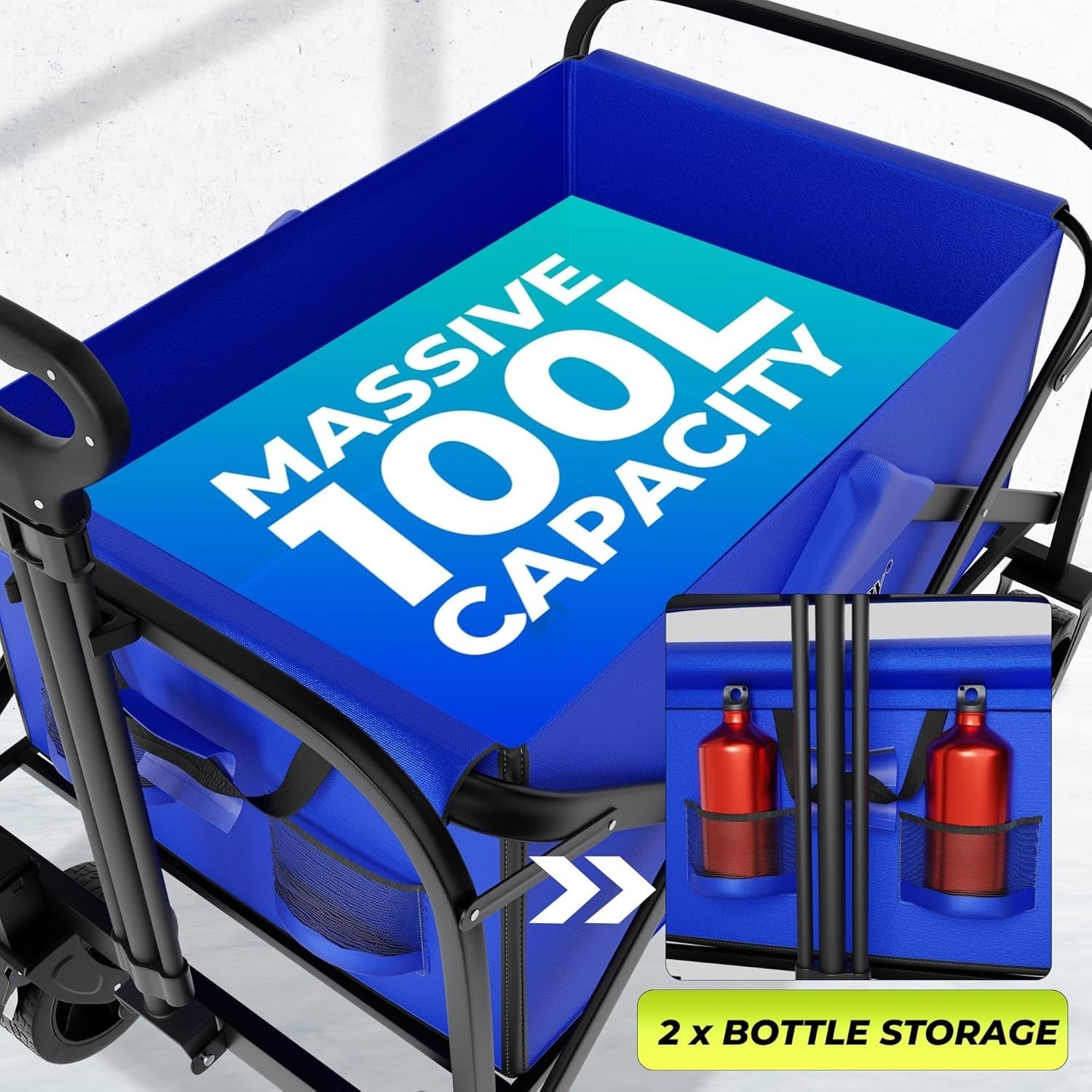 Blue 100L Heavy Duty Folding Festival Trolley 220lbs Camping Beach Wagon Cart