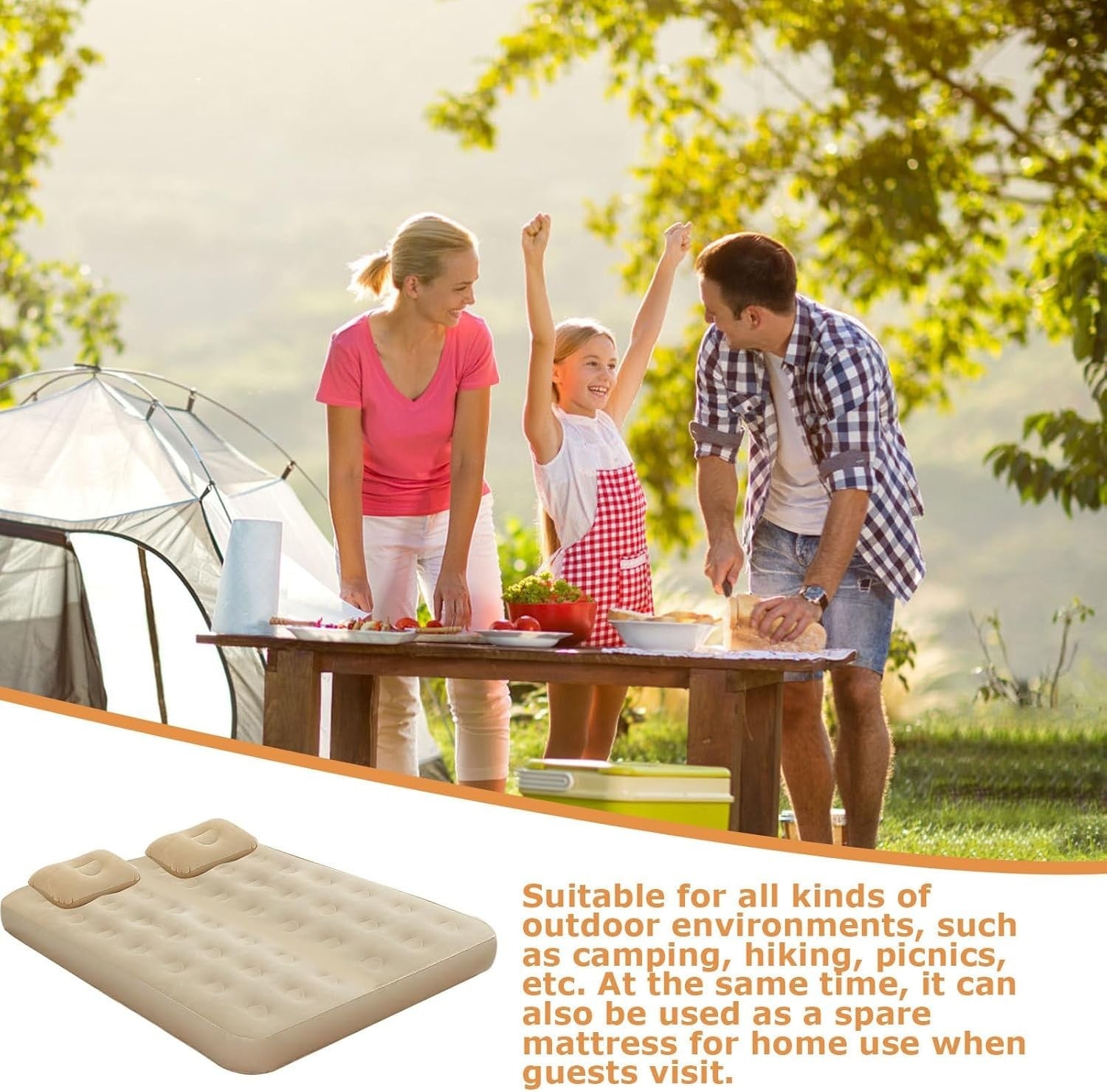 Inflatable Air Bed with Built-in Pump | Foldable Camping & Guest Mattress