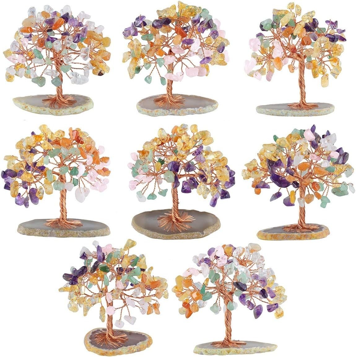 Natural Chakra Gemstone Money Tree Healing Crystal Bonsai Decor Gift