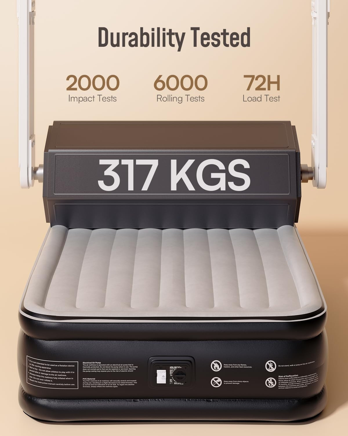 King Size Air Mattress Inflatable Bed Built-in Pump Fast Self Inflation