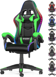 RGB Gaming Recliner PU Leather w/ Lumbar Headrest