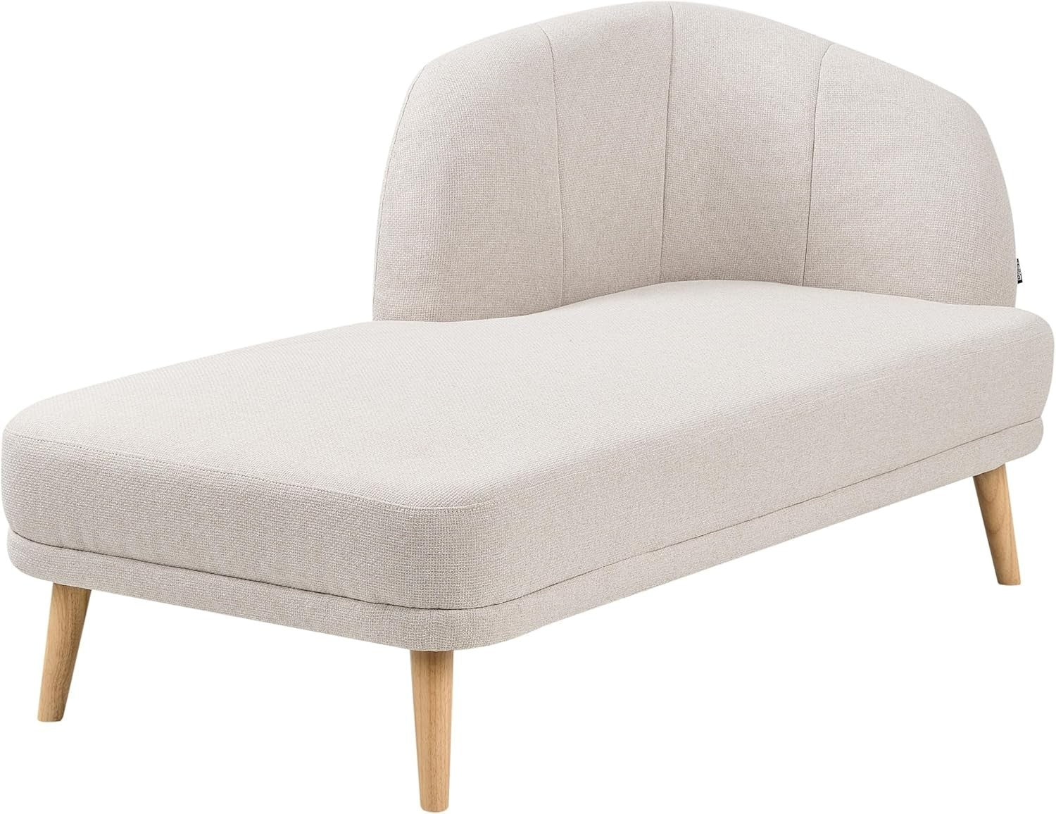 Light Beige Traditional Right Hand Chaise Lounge | Durable Fabric & Wooden Legs