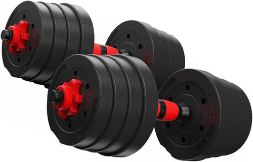 30kg Adjustable Dumbbell Barbell Set Extended Bar Home Gym Weights