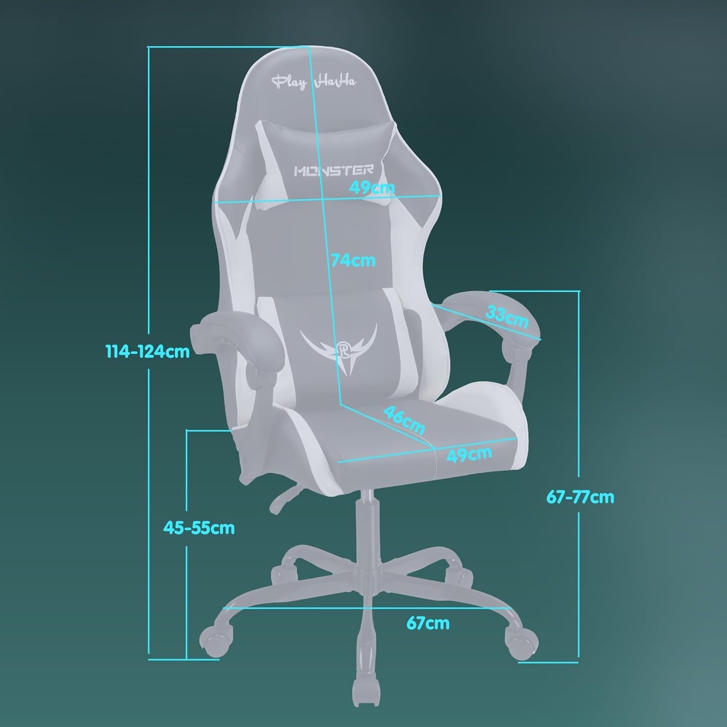 Ergonomic Gaming Chair High Back Racing Desk Chair 150kg PU Leather White