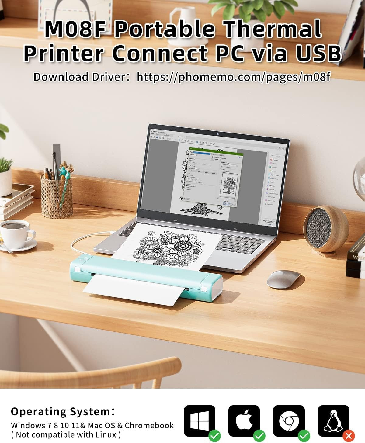 Portable A4 Bluetooth Thermal Printer Wireless Mobile Printer