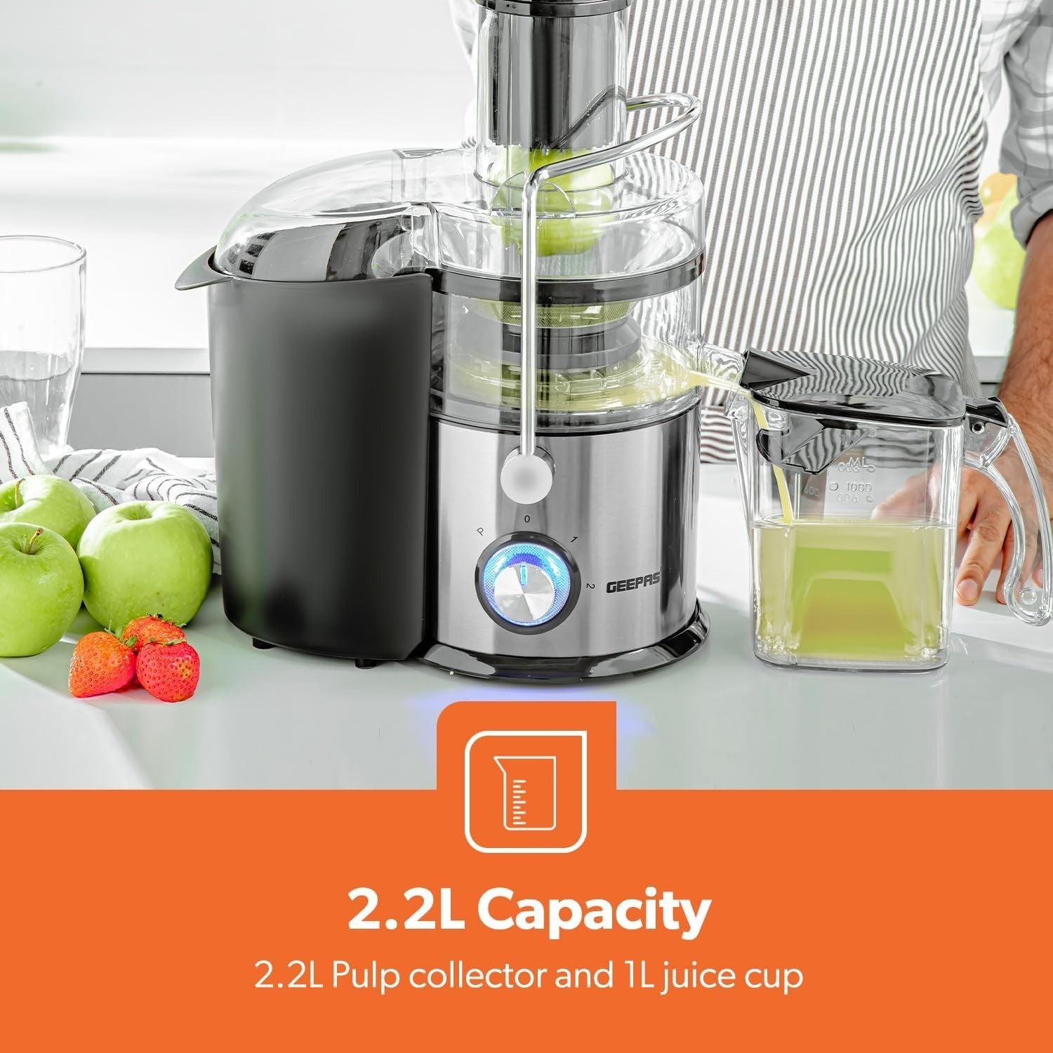 800W Juice Extractor Whole Fruit Vegetable Juicer 75mm Wide Mouth 2 Speed