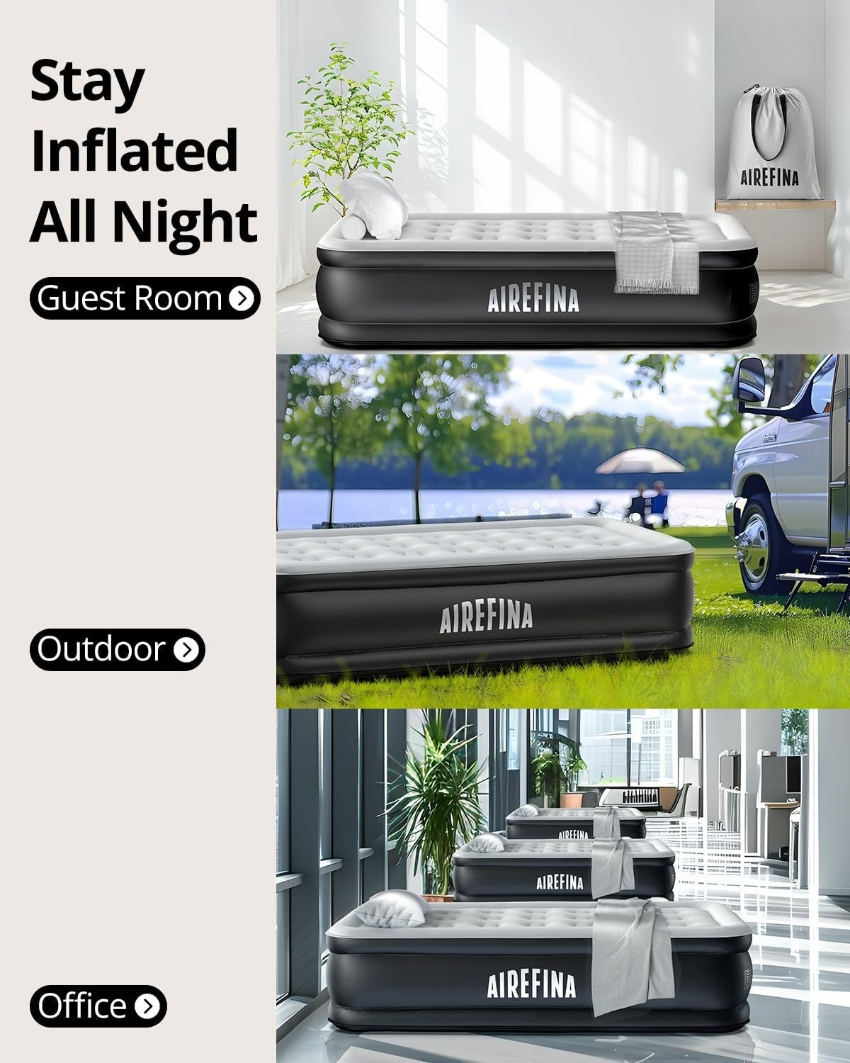 Single Airbed with Built-In Pump – Fast Inflate, Portable, Camping & Guest