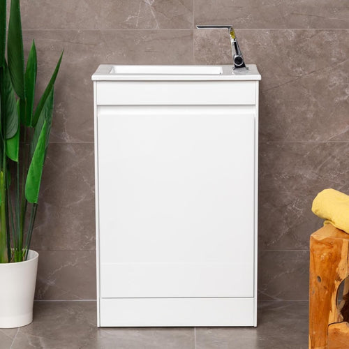 550mm White Gloss Cloakroom Vanity Unit with Ceramic Basin & Soft Close Door