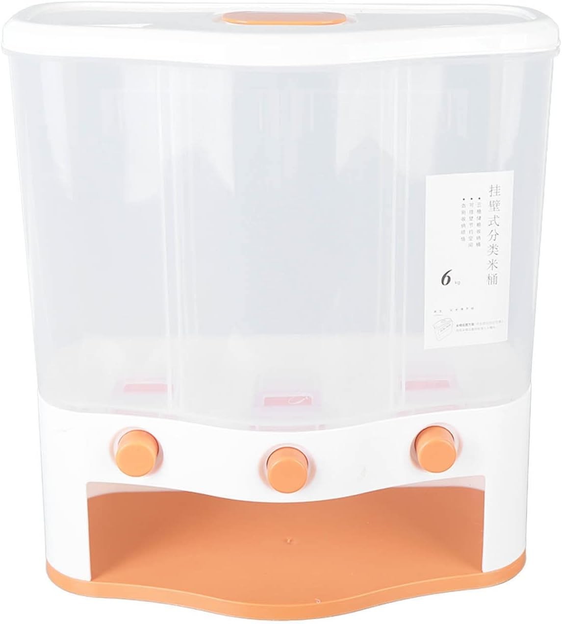 3 Grid Grain Dispenser 6L Rice Storage Container Transparent Window