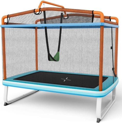 6FT Kids 3-in-1 Trampoline Safety Enclosure Swing Bar Indoor Outdoor