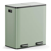 60L Double Recycling Bin Sage Green Stainless Steel 2x30L