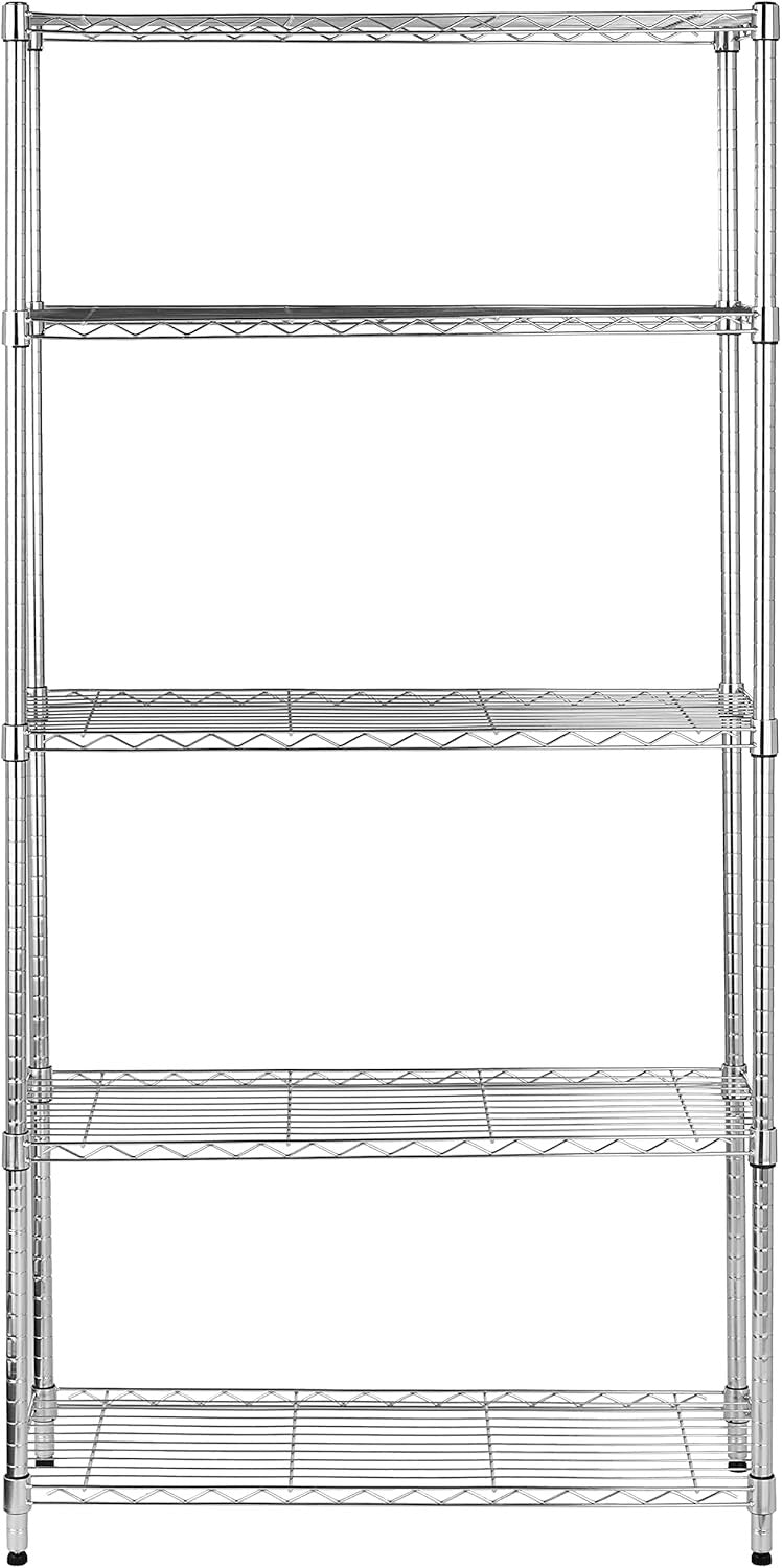 5-Tier Heavy-Duty Chrome Storage Rack Adjustable Shelves Metal Shelving Unit
