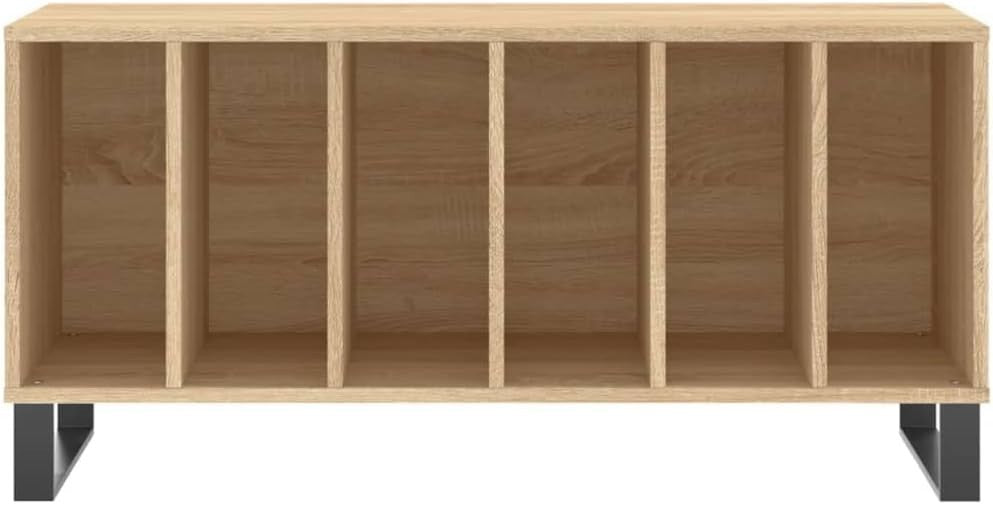 Modern Engineered Wood Record Cabinet with Iron Feet – Spacious Storage