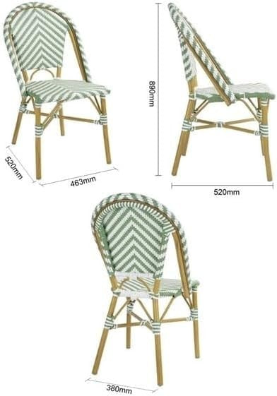 Parisian Rattan Bistro Chairs Set of 2 Stackable Indoor Outdoor