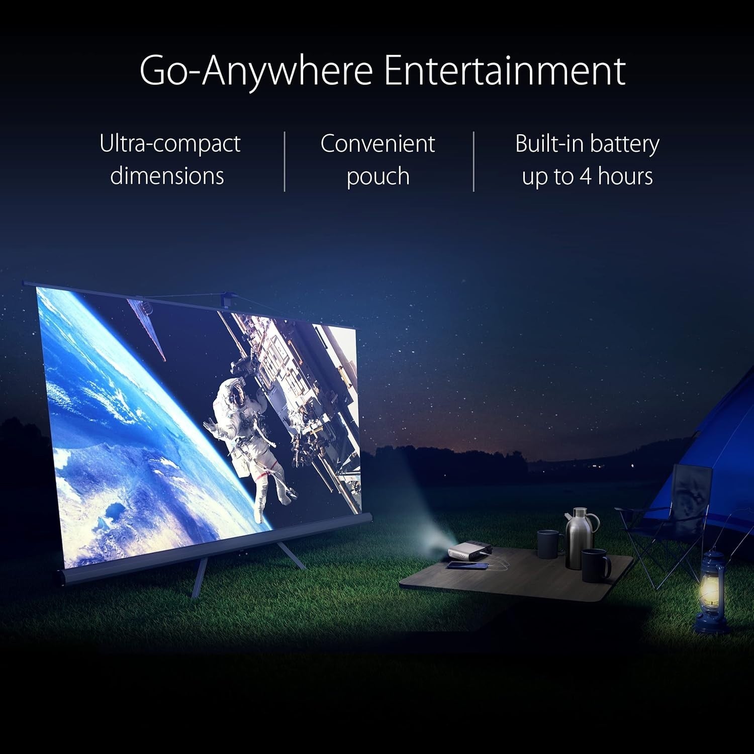 Mini Portable LED Projector Wireless Smartphone Mirroring Battery HDMI