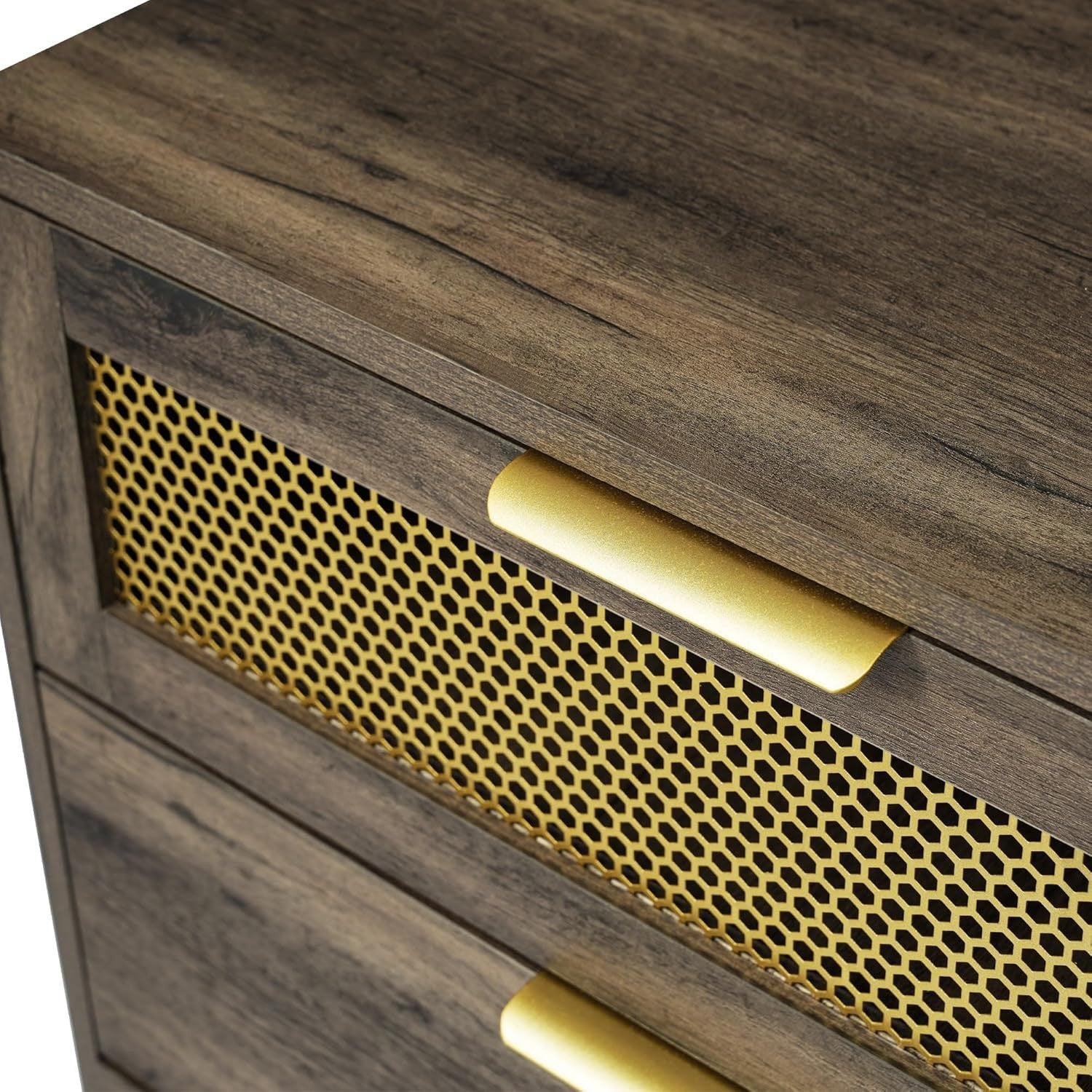 Dark Brown Sideboard Cabinet with 3 Drawers, 2 Doors & Adjustable Shelves