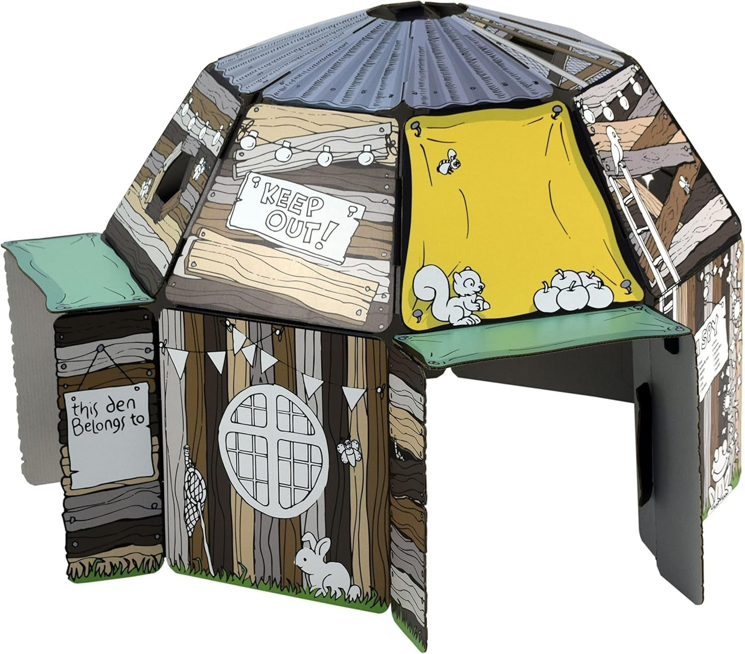 Kids Cardboard Playhouse Build Colour In Indoor Den w Periscope
