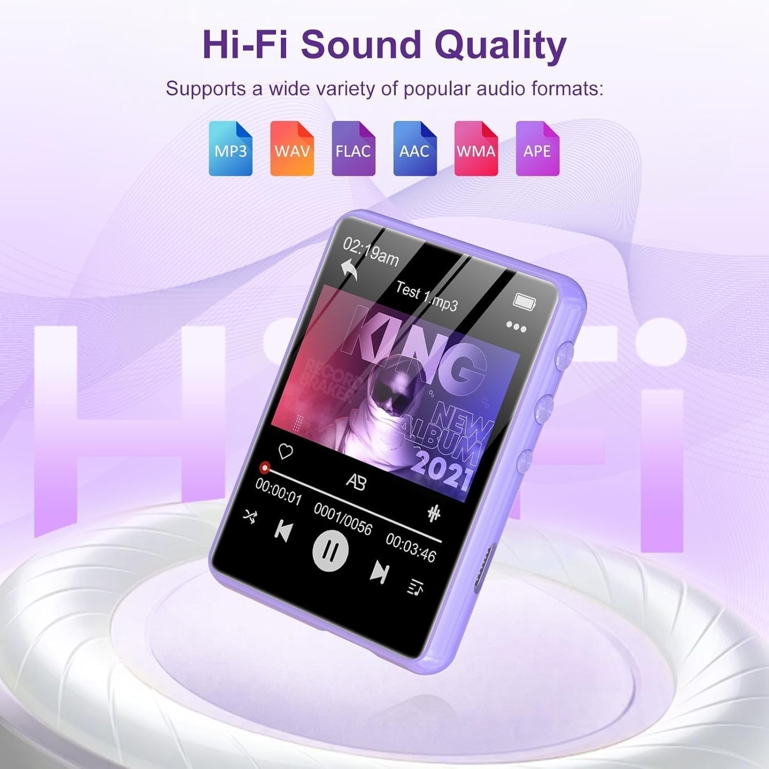 128GB MP3 Player Purple Bluetooth 5.3 FM Sport Mini