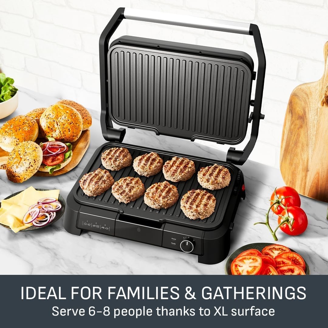 3-in-1 Electric Indoor Grill | Adjustable Temperature | XL Non-Stick Plates