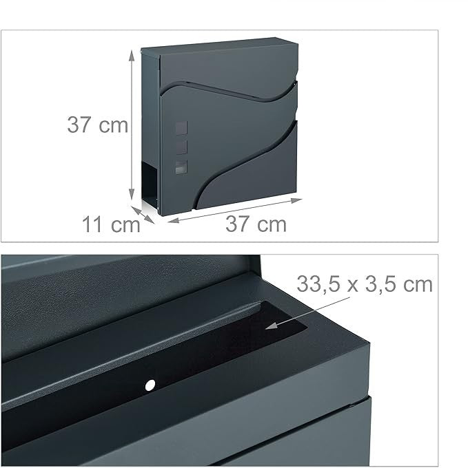 Wall Mounted Lockable Post Box with Newspaper Holder – Steel, Weatherproof