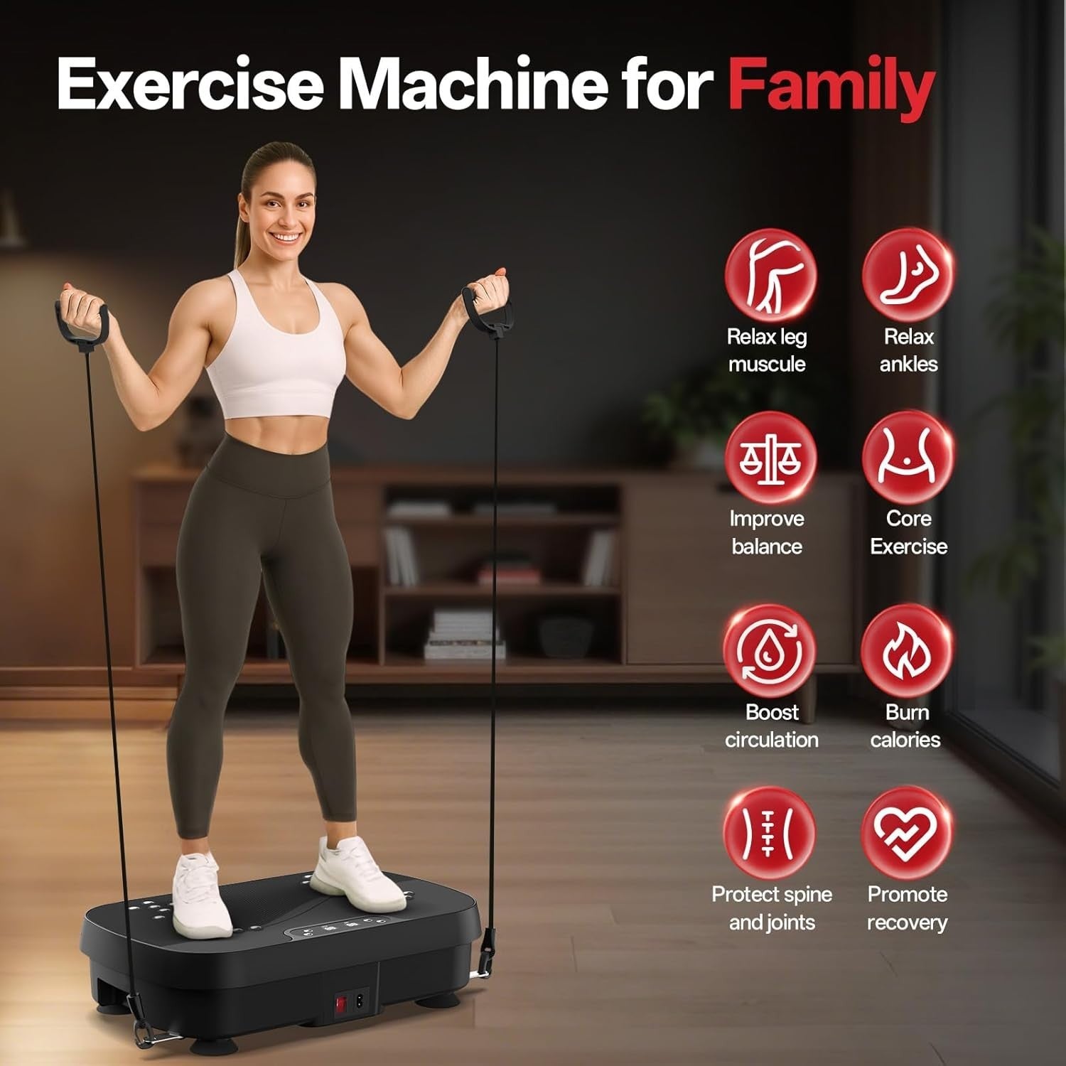 Dual Motor Vibration Plate Exercise Machine 99 Speeds Lymphatic Trainer