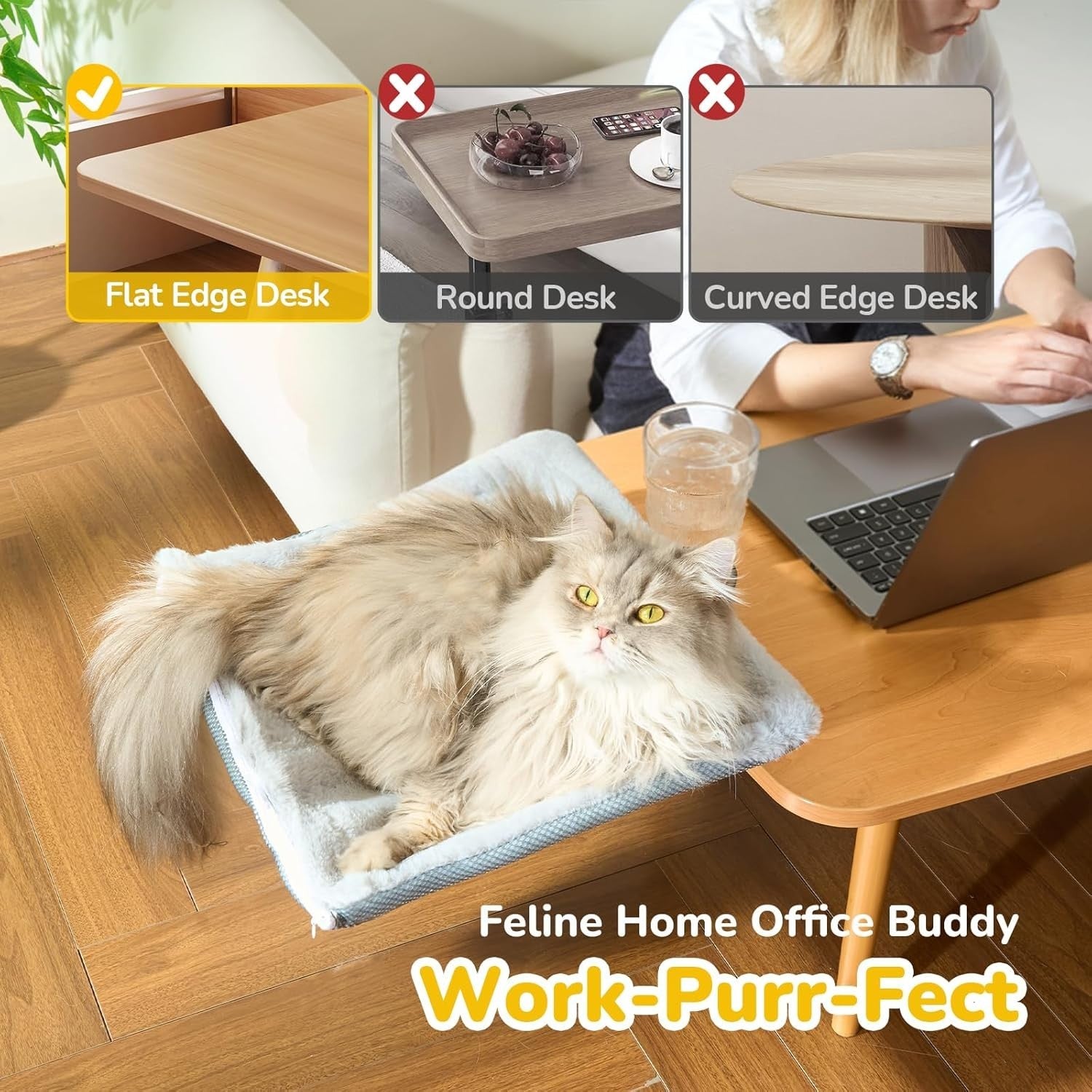 Rotating Desk Cat Bed Square Cat Hammock Clamp On Desktop Perch