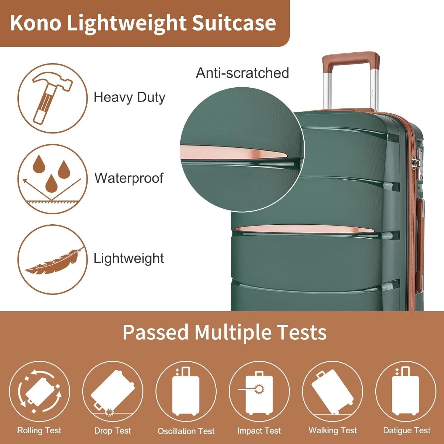 3pc Lightweight Hard Shell Luggage Set Spinner Wheels TSA Lock PP Suitcases
