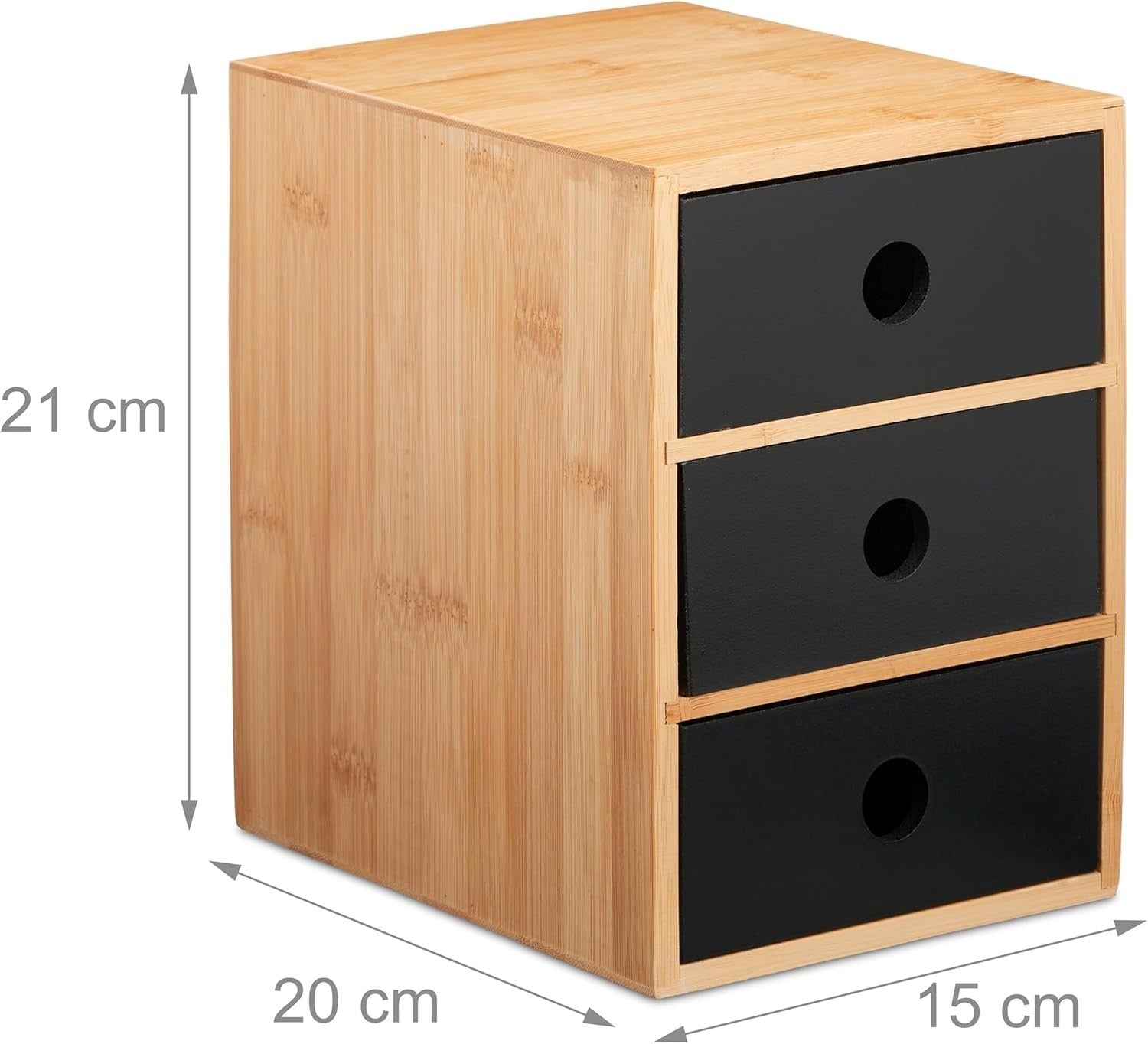 Desk Organiser 3 Drawers Bamboo Storage Box Stationery Holder