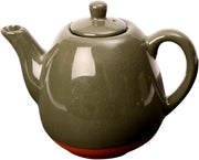 Terracotta Teapot 800ml Olive Green Glazed Rustic Tea Pot Ceramic