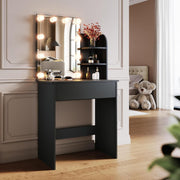 Hollywood Vanity Dressing Table Mirror Set Black Dresser Desk 1 Drawer 70x40x140