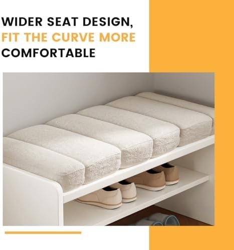 Cream White 2-Tier Shoe Storage Bench with Cushion Seat – 87cm Modern Entryway