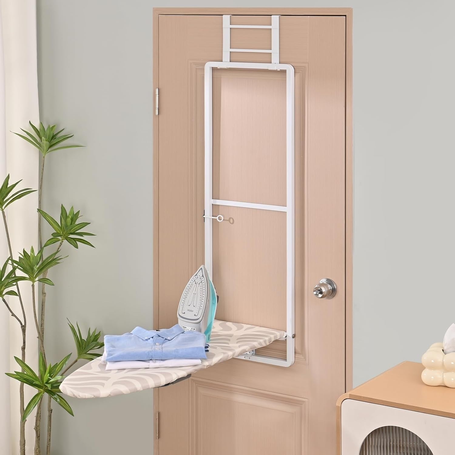 Over Door Folding Ironing Board White 36x12in Hanging Space Saving