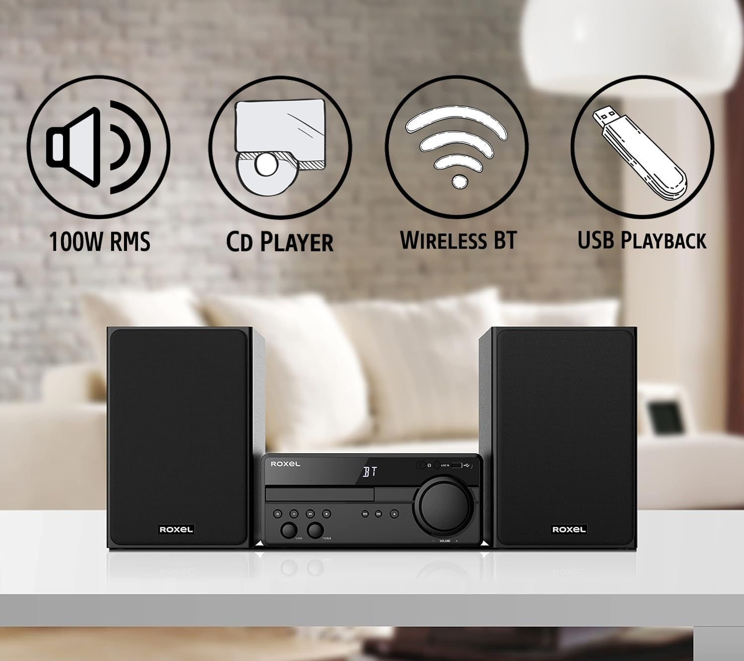 100W HiFi Stereo System | CD Player Bluetooth USB AUX DAB/FM Radio | Remote