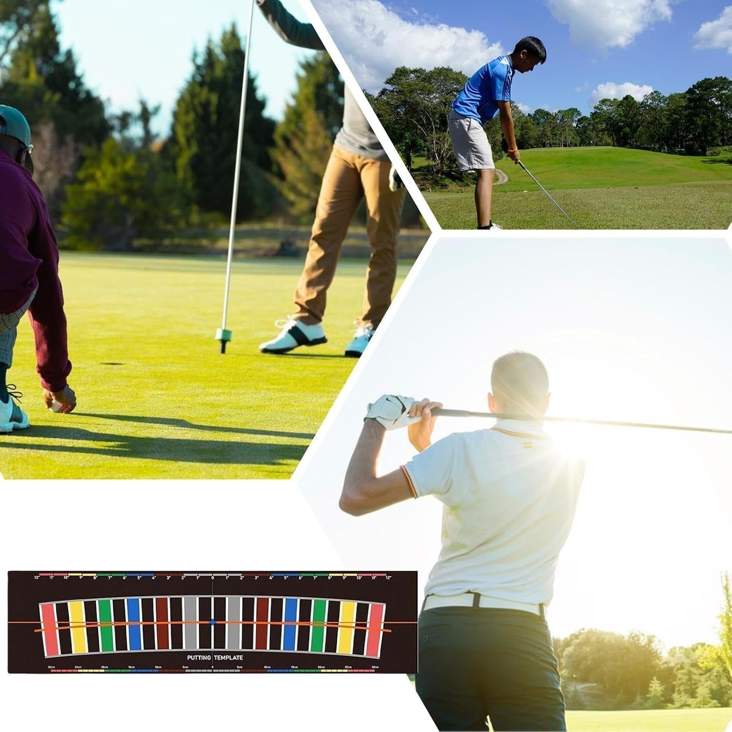 Golf Putting Mat Alignment Trainer 300cm Practice Aid Indoor Outdoor