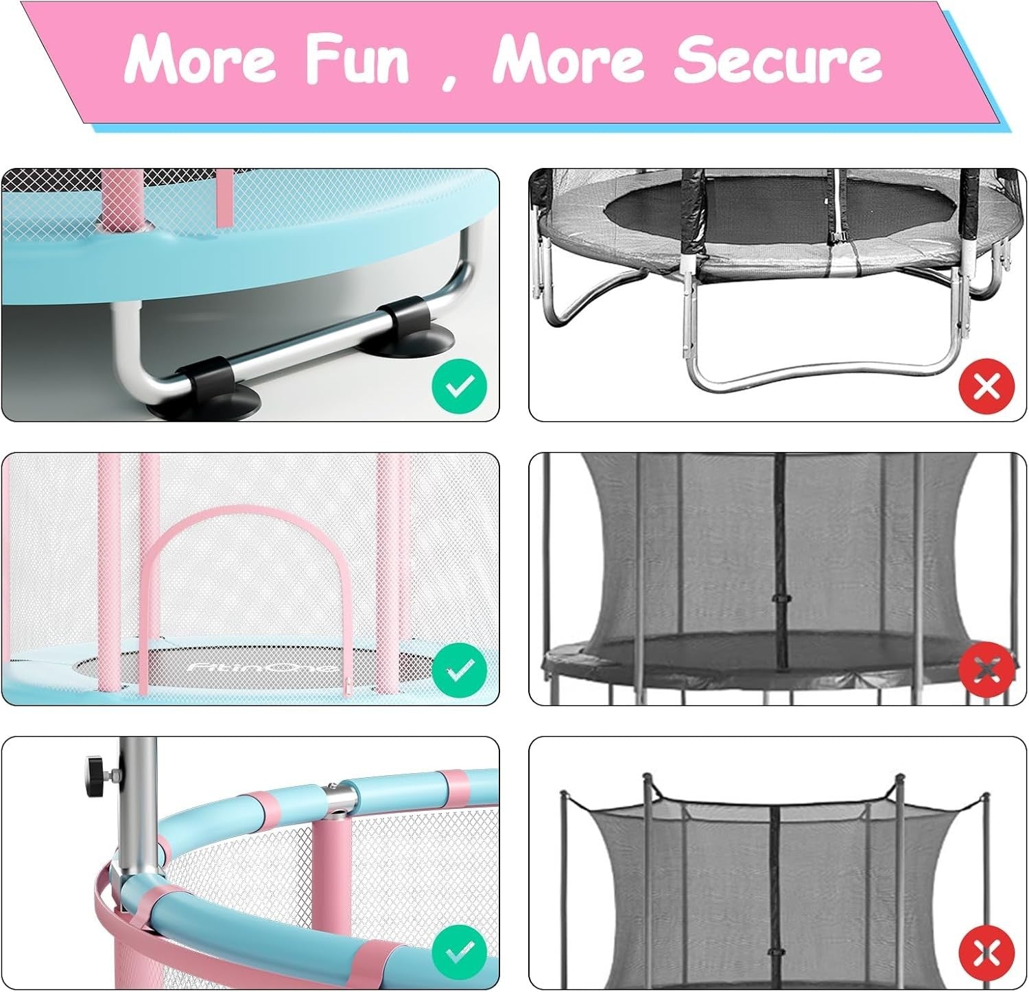 55” Kids Toddler Trampoline Indoor Outdoor w/ Swing Gymnastics Bar 440lbs