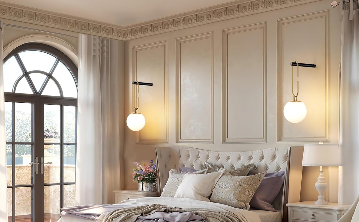 Wireless Battery Operated Wall Sconce Set with Remote Dimmable Lights